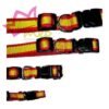 Collar bandera España, nylon estampado de la bandera de España por ambas caras con la más moderna tecnología, lo que garantiza la duración de los colores elegidos a pesar de lavados, lluvia, etc. Termofijada a 250 grados lo que le da una mayor resistencia. Disponible en cuatro tallas. Disponible también ramal a juego. Calidad y precio inmejorables. Medidas 23-35 de largo x 1 cm de ancho 28-45 de largo x 1.5 cm de ancho 33-50 de largo x 2 cm de ancho 45-70 de largo x 2.5 cm de ancho