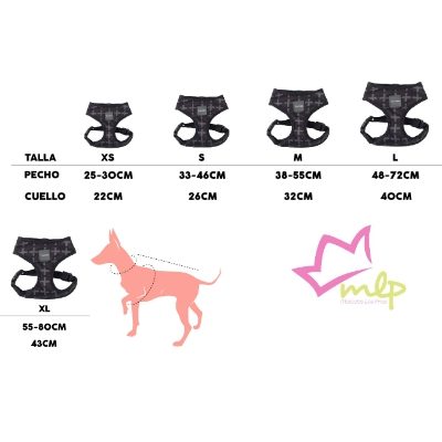 Guia de tallas de los arneses fuzzyard Australia para perros