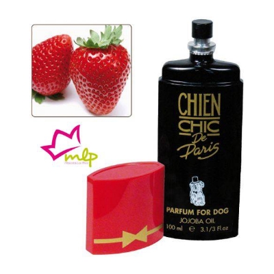 Perfume Chien Chic fresa. Perfume profesional a base de aceite de Jojoba, su poca cantidad de alcohol permite un uso diario aunque no necesario debido a su larga duración.