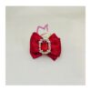 Lazo Rubí en color rojo decorado con un falso rubí rodeado de brillantes en el centro. Este precioso lazo lleva una selección de pinza, lo cual hace muy fácil poner a nuestra mascota. Hecho a mano en España.